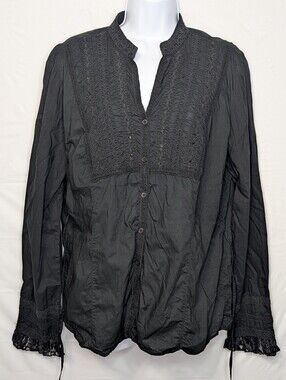 Womens Size XL Black Blouse Long Sleeve Top Whimsigoth Boho Romance Goth Y2K